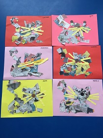 Prace plastyczne dzieci przedstawiające kotka.