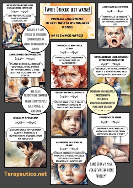 Plakat "Twoje dziecko jest ważne": problem uzależnienia od gier i świata wirtualnego u dzieci. Na co zwrócić uwagę?
