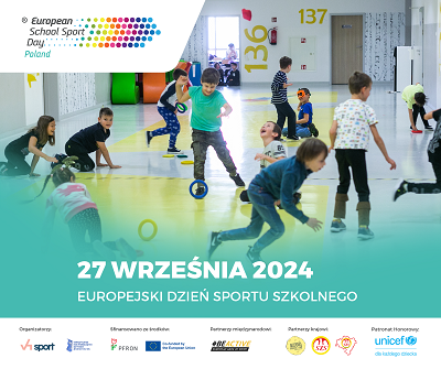 Grafika informująca o europejskim dniu sportu szkolnego, który odbył się 27 września 2024. 